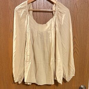 Cream square neck peasant top